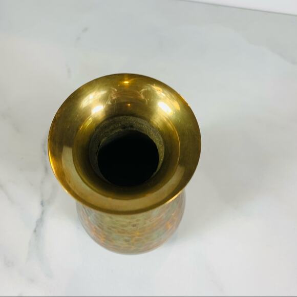 Hammered Brass Vase 7.5" Tall Vintage Heavy - Picture 7 of 7